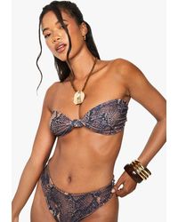 Boohoo - Swimwear Essentials Snake Print Bandeau Bikini Top - Lyst