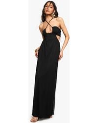 Boohoo - Slinky Cut Out Halter Maxi Dress - Lyst