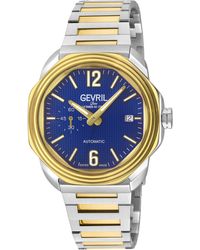 Gevril - Roosevelt Swiss Made Automatic, Sa110 Checker Pattern Dial, Stainless Steel Yg Watch - Lyst