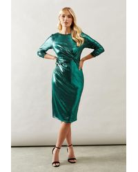 Wallis - Petite Occasion Metallic Jersey Pencil Dress - Lyst
