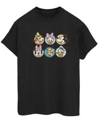 Disney - Ladies Mickey Mouse And Friends Faces Cotton Boyfriend T-Shirt () - Lyst