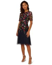 Adrianna Papell - Bead Mesh Midi Dress - Lyst