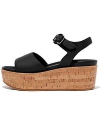 Fitflop - Womenss Fit Flop Eloise Leather Back-Strap Wedge Sandals - Lyst