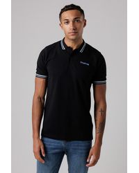 Firetrap - Regular Fit Cotton Button Polo Shirt With Stripe Detail - Lyst