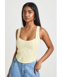 Boohoo - Sheer Lace Corset Top - Lyst