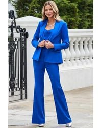 Sosandar - Cobalt Button Detail Kick Flare Trousers - Lyst