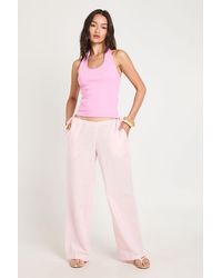 Boohoo - Linen Look Tie Side Low Rise Trousers - Lyst