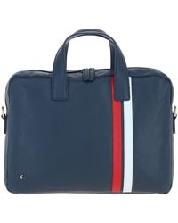 Gabicci - Real Leather Messenger Bag With Striped Front Detail - Lyst