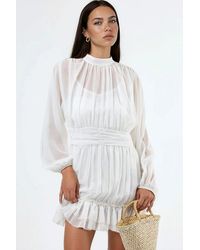 Msn-Collection - Frilly Turtleneck Mini Dress - Lyst