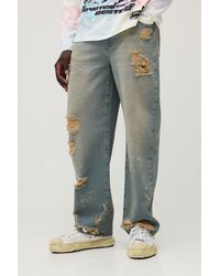 BoohooMAN - Tinted Laddered Relaxed Fit Jeans - Lyst