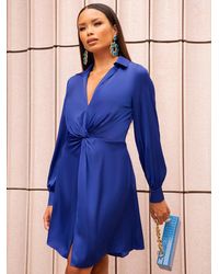 Chi Chi London - Long Sleeve Plunge Twist Detail Midi Dress - Lyst