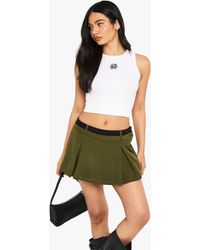 Boohoo - Contrast Waistband Box Pleat Skort - Lyst