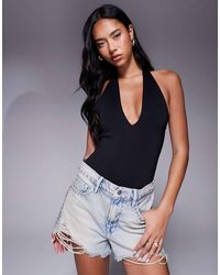 GOOD AMERICAN - Sculpting Halter V Neck Bodysuit - Lyst