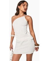 Boohoo - Linen Look Mini Skirt - Lyst