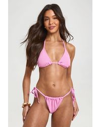 Boohoo - Textured Triangle Bikini Top & Tie Side Bottom Set - Lyst