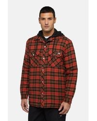 Dickies - Fleece Hooded Flannel Shirt Jacket Cotton - Lyst