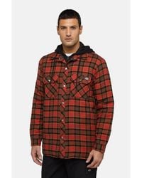 Dickies - Fleece Hooded Flannel Shirt Jacket Cotton - Lyst