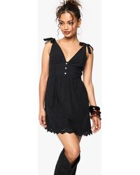 Boohoo - Broderie Strappy Tie Detail Mini Dress - Lyst
