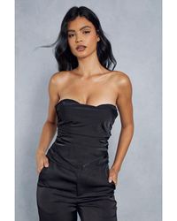 MissPap - Cup Detail Ruched Satin Corset Top - Lyst