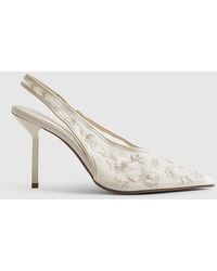 River Island - Court Shoes Embroidered Mesh Heels Textile - Lyst
