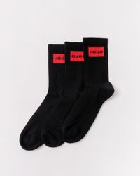 HUGO - 3-pack Quarter Length Combed Cotton Ribbed Socks Nos - Lyst