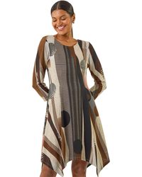 Roman - Geo Print Hanky Hem Stretch Dress - Lyst