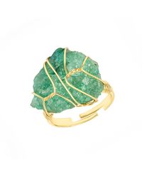 The Jewellery Stockroom - Plate Raw Stone Wire Wrap Ring - Lyst