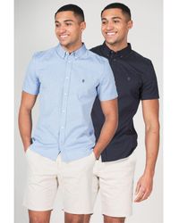 French Connection - 2 Pack Cotton Short Sleeve Oxford Shirt - Lyst