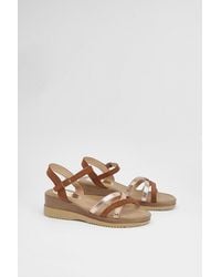 Good for the Sole - Bella Flexisole Faux Leather Mix Cross Straps Platform Wedge Sandals - Lyst