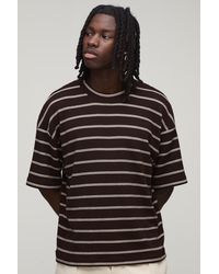 BoohooMAN - Oversized Boxy Striped Waffle T-Shirt - Lyst