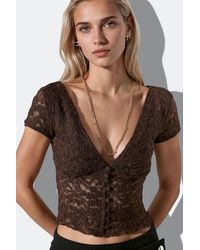 Busem - Fitted Lace Crop Blouse With Buttons - Lyst