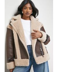 Warehouse - Wool Lined Shearling Biker Jacket - Lyst