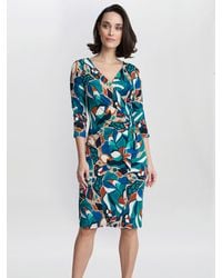 Gina Bacconi - Beatrix Printed Jersey Ruffle Dress - Lyst