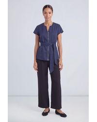PRINCIPLES - Zip Front Peplum Tie Waist Top - Lyst