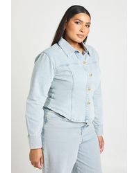 Boohoo - Plus Button Denim Shirt - Lyst