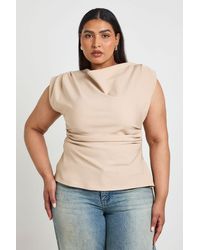 Boohoo - Plus Cowl Front Asymetric Top - Lyst