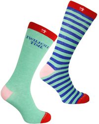 Scotch & Soda - 2-pack Printed Long Green Blue S Socks 142793 0218 - Lyst