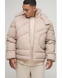 BoohooMAN - Oversized Fit Textured Hooded Puffer Jacket - Lyst