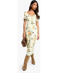 Boohoo - Floral Angel Sleeve Midaxi Dress - Lyst