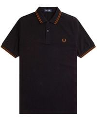 Fred Perry - Whisky Twin Tipped Collar Polo Shirt Cotton - Lyst