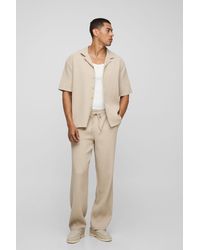 BoohooMAN - Oversized Revere Pleated Shirt & Trouser Set - Lyst