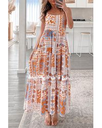 Azura Exchange - Tiered Maxi Dress Patchwork Print - Lyst