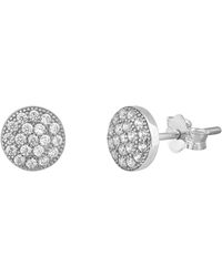 The Jewellery Stockroom - Sterling 7Mm Pave Cubic Zirconia Round Stud Earrings - Lyst