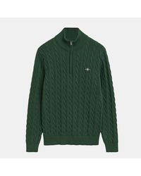 GANT - Cable Half Zip Fleece - Lyst