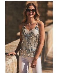 Sosandar - Champagne Luxe Sequin Strappy Cami - Lyst