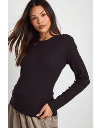 Boohoo - Maternity Basic Rib Long Sleeve Longline Fitted Top - Lyst