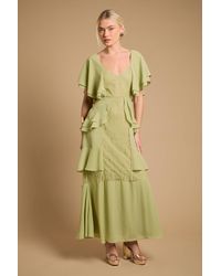 Oasis - Lace Panel Ruffle Maxi Dress - Lyst