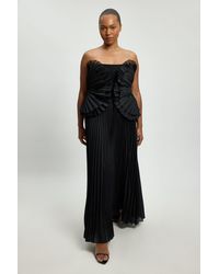 Karen Millen - Plus Size Cotton Poplin Pleated Maxi Dress - Lyst