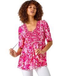 Roman - Abstract Floral Print Tassel Top - Lyst