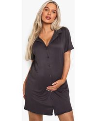 Boohoo - Maternity Button Through Collar Nightie - Lyst